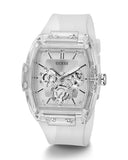 Buy Shop Guess Phoenix Multi Function Silver Dial White Rubber Strap Watch for Men - GW0203G1 USA Online