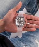 Buy Shop Guess Phoenix Multi Function Silver Dial White Rubber Strap Watch for Men - GW0203G1 USA Online