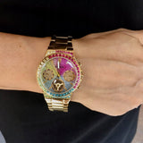 Buy Shop Guess Sugarrush Quartz Multicolor Dial Gold Steel Strap Watch For Women - GW0258L1 USA Online