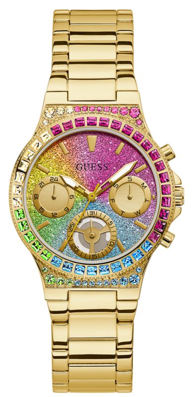 Buy Shop Guess Sugarrush Quartz Multicolor Dial Gold Steel Strap Watch For Women - GW0258L1 USA Online