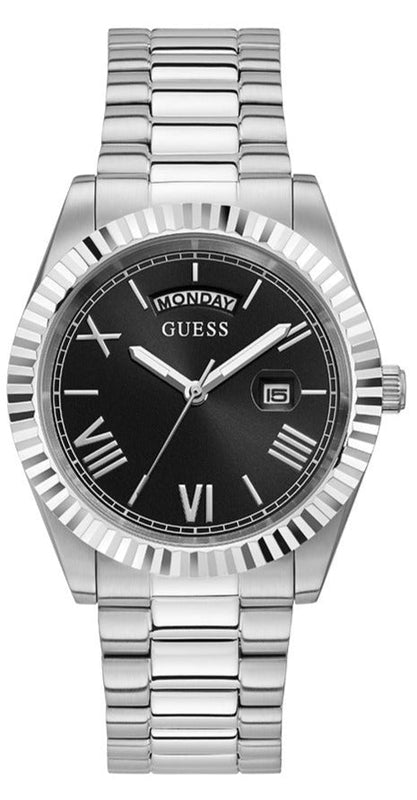 Buy Shop Guess Connoisseur Black Dial Silver Steel Strap Watch for Men - GW0265G1 USA Online