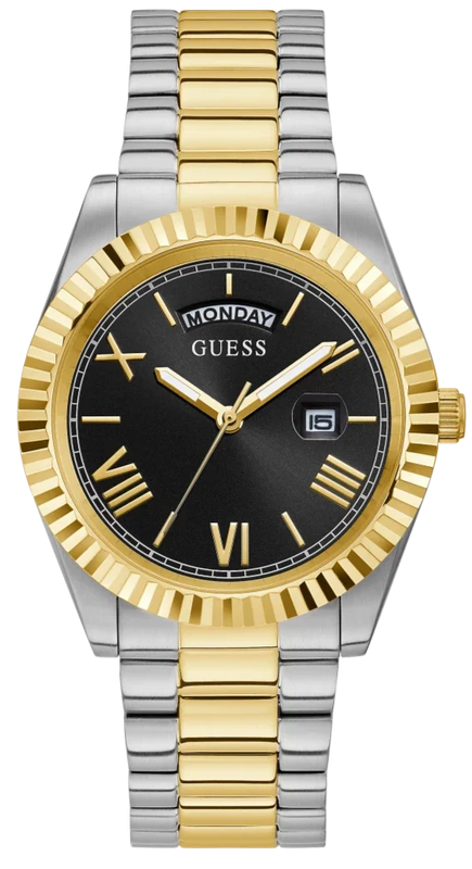 Buy Shop Guess Connoisseur Black Dial Two Tone Steel Strap Watch for Men - GW0265G5 USA Online