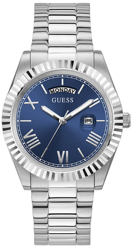 Buy Shop Guess Connoisseur Blue Dial Silver Steel Strap Watch for Men - GW0265G7 USA Online