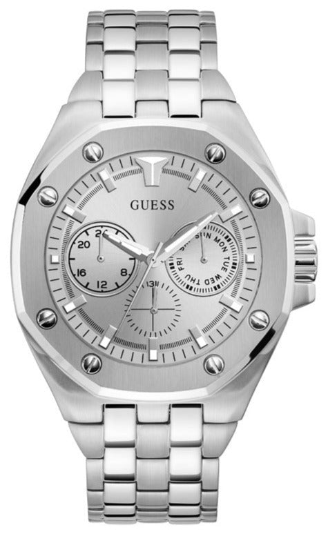 Buy Shop Guess Analog Quartz Silver Dial Silver Steel Strap Watch For Men - U0377G1 USA Online