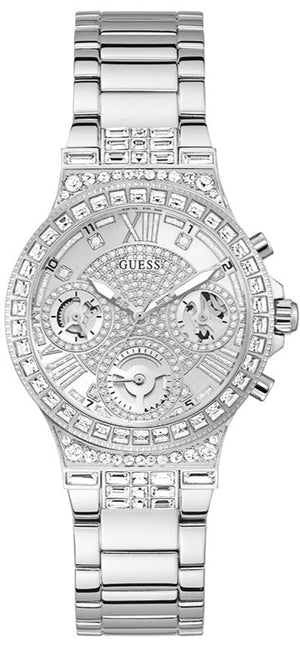 Buy Shop Guess Moonlight Multi Function Diamonds Silver Dial Silver Steel Strap Watch for Women - GW0320L1 USA Online
