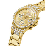 Buy Shop Guess Moonlight Multi Function Diamonds Gold Dial Gold Steel Strap Watch for Women - GW0320L2 USA Online