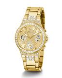 Buy Shop Guess Moonlight Multi Function Diamonds Gold Dial Gold Steel Strap Watch for Women - GW0320L2 USA Online