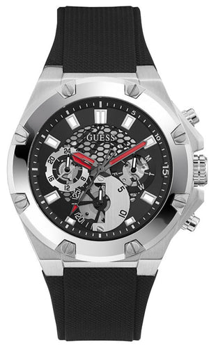 Buy Shop Guess Third Grear Multi Function Black Dial Black Rubber Strap Watch for Men- GW0334G1 USA Online