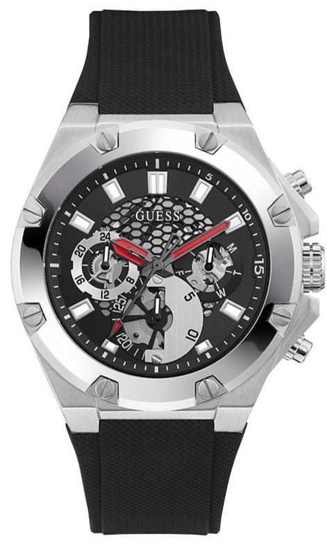 Buy Shop Guess Third Grear Multi Function Black Dial Black Rubber Strap Watch for Men- GW0334G1 USA Online