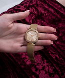 Buy Shop Guess Tapestry Diamonds Gold Dial Gold Mesh Bracelet Watch for Women - GW0354L2 USA Online