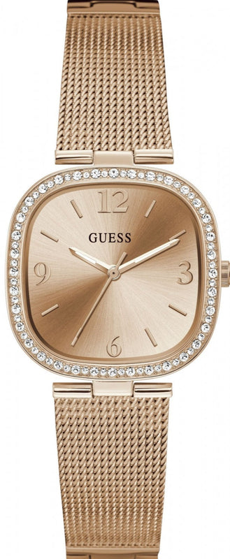 Buy Shop Guess Tapestry Diamonds Rose Gold Dial Rose Gold Mesh Bracelet Watch for Women - GW0354L3 USA Online