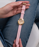 Buy Shop Guess Wonderlust Beige Dial Pink Leather Strap Watch for Women - W1065L1 USA Online