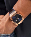 Buy Shop Guess Phoenix Blue Dial Brown Leather Strap Watch for Men - GW0386G2 USA Online