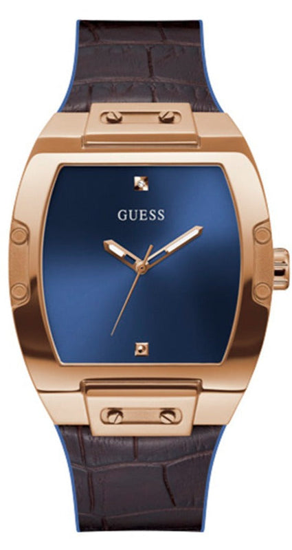 Buy Shop Guess Phoenix Blue Dial Brown Leather Strap Watch for Men - GW0386G2 USA Online