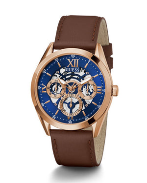 Buy Shop Guess Tailor Analog Blue Dial Brown Leather Strap Watch for Men - GW0389G3 USA Online