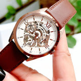Buy Shop Guess Multi-Function Chronograph White Dial Brown Leather Strap Watch For Men - GW0389G8 USA Online
