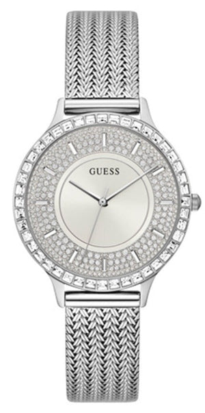 Buy Shop Guess Soiree Diamonds Silver Dial Silver Mesh Bracelet Watch for Women - GW0402L1 USA Online