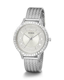 Buy Shop Guess Soiree Diamonds Silver Dial Silver Mesh Bracelet Watch for Women - GW0402L1 USA Online