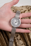 Buy Shop Guess Soiree Diamonds Silver Dial Silver Mesh Bracelet Watch for Women - GW0402L1 USA Online