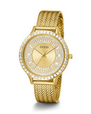 Buy Shop Guess Soiree Diamonds Gold Dial Gold Mesh Bracelet Watch for Women - GW0402L2 USA Online