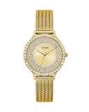 Buy Shop Guess Soiree Diamonds Gold Dial Gold Mesh Bracelet Watch for Women - GW0402L2 USA Online