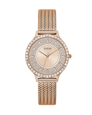 Buy Shop Guess Soiree Diamonds Rose Gold Dial Rose Gold Mesh Bracelet Watch for Women - GW0402L3 USA Online