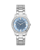 Buy Shop Guess Glitter Burst Diamonds Blue Dial Silver Steel Strap Watch for Women - GW0405L1 USA Online