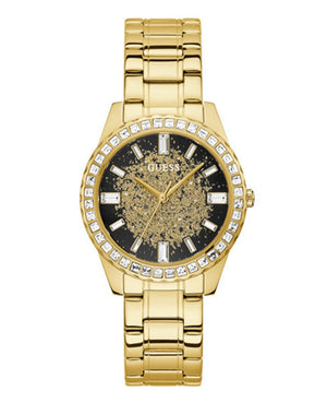 Buy Shop Guess Night Life Diamonds Black Dial Gold Steel Strap Watch for Women - GW0405L2 USA Online