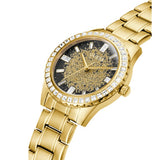 Buy Shop Guess Night Life Diamonds Black Dial Gold Steel Strap Watch for Women - GW0405L2 USA Online
