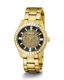 Buy Shop Guess Night Life Diamonds Black Dial Gold Steel Strap Watch for Women - GW0405L2 USA Online