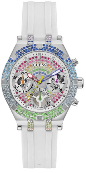 Buy Shop Guess Glitz Pride Limited Edition White Dial White Rubber Strap Watch for Women - GW0407L4 USA Online