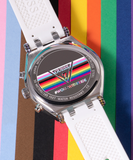 Buy Shop Guess Glitz Pride Limited Edition White Dial White Rubber Strap Watch for Women - GW0407L4 USA Online