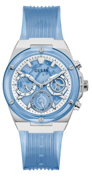 Buy Shop Guess Athena Active Life Clear White Dial Blue Rubber Strap Watch for Women - GW0409L1 USA Online