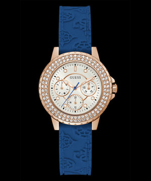 Buy Shop Guess Crown Jewel Diamonds White Dial Blue Rubber Strap Watch for Women - GW0411L2 USA Online