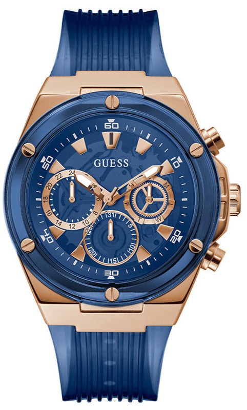 Buy Shop Guess Poseidon Chronograph Blue Dial Blue Silicone Strap Watch For Men - GW0425G3 USA Online
