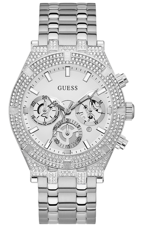 Buy Shop Guess Multi Function Diamonds Silver Dial Silver Steel Strap Watch For Men - GW0455G1 USA Online