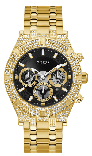Buy Shop Guess Multifunction Diamonds Black Dial Gold Steel Strap Watch for Men - GW0455G2 USA Online