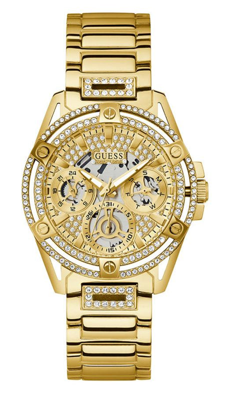 Buy Shop Guess Queen Quartz Gold Dial Gold Steel Strap Watch For Women - GW0464L2 USA Online