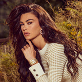 Buy Shop Guess Deco Quartz Crystals Gold Dial Gold Steel Strap Watch For Women - GW0472L2 USA Online