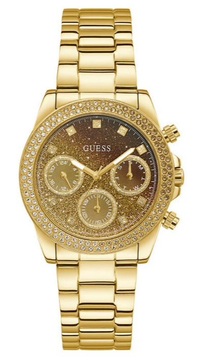 Buy Shop Guess Sol Chronograph Gold Dial Gold Steel Strap Watch For Women - GW0483L2 USA Online