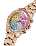 Guess Confetti Multifunction Multicolor Dial Rose Gold Steel Strap Watch For Women - GW0483L3