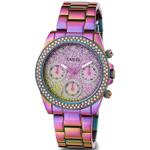 Buy Shop Guess Confetti Chronograph Crystals Multicolor Dial Purple Steel Strap Watch For Women - GW0483L5 USA Online