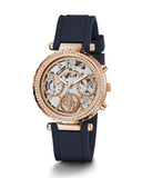 Buy Shop Guess Solistice Diamonds Roe Gold Dial Black Rubber Strap Watch for Women - GW0484L2 USA Online