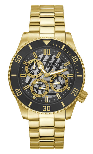 Buy Shop Guess Axle Multifunction Black Dial Gold Steel Strap Watch For Men - GW0488G2 USA Online