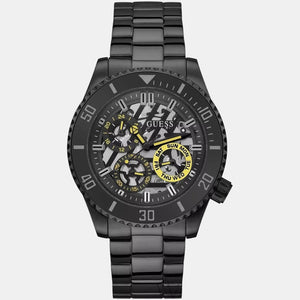 Buy Shop Guess Axel Multifunction Black Dial Black Steel Strap Watch For Men - GW0488G3 USA Online