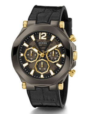 Buy Shop Guess Edge Chronograph Black Dial Black Leather Strap Watch For Men - GW0492G1 USA Online