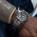 Buy Shop Guess King Quartz Silver Dial Silver Steel Strap Watch For Men - GW0497G1 USA Online