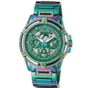 Buy Shop Guess King Iridescent Multifunction Multicolor Dial Purple Steel Strap Watch For Men - GW0497G3 USA Online