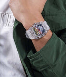 Buy Shop Guess Phoenix Polycarbonate Clear Multi-function Black Dial Clear Rubber Strap Watch for Men - GW0499G3 USA Online