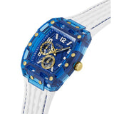 Buy Shop Guess Phoenix Analog Blue Dial White Silicone Strap Watch For Men - GE0499G6 USA Online